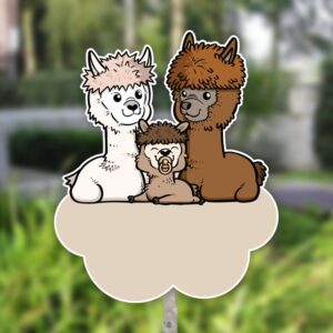 Geboortebord Alpaca's voor in de tuin - tuinbord