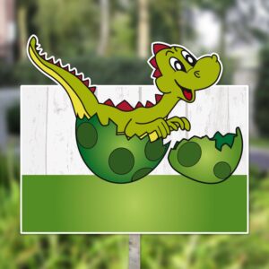 Geboortebord tuin | Draakje Zwelgje uit ei - groen