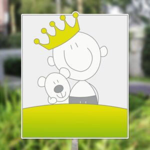 Geboortebord tuin | Kind met knuffel - groen