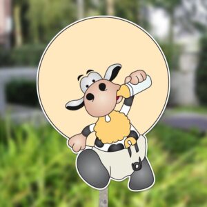Geboortebord tuin | Koe met fles - geel