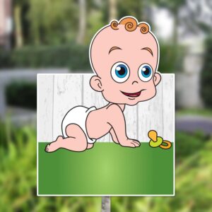 Geboortebord tuin | Kruipende baby - groen