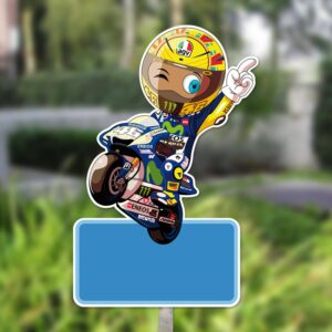 Geboortebord tuin valentino rossi op racemoter blauw