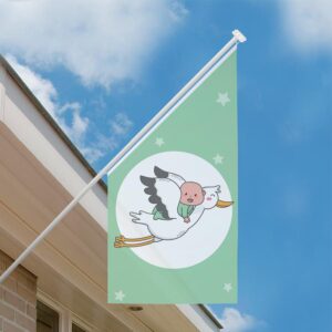 Geboortevlag gevelvlag baby op ooievaar groen