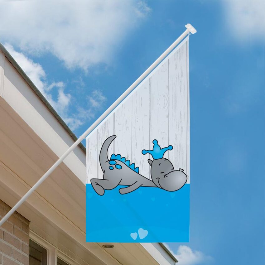 Geboortevlag gevelvlag draakje dirk blauw