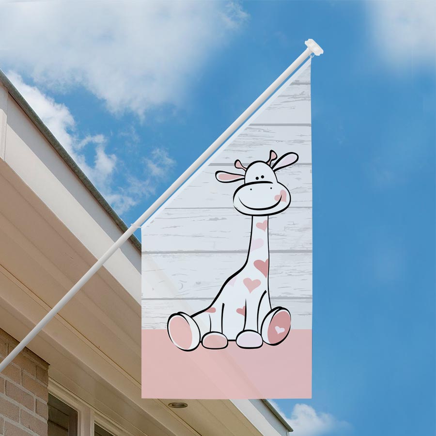 Geboortevlag gevelvlag giraffe steigerhout roze