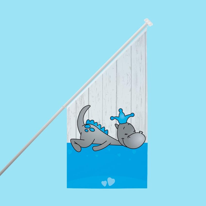 Geboortevlag kioskvlag draakje dirk blauw