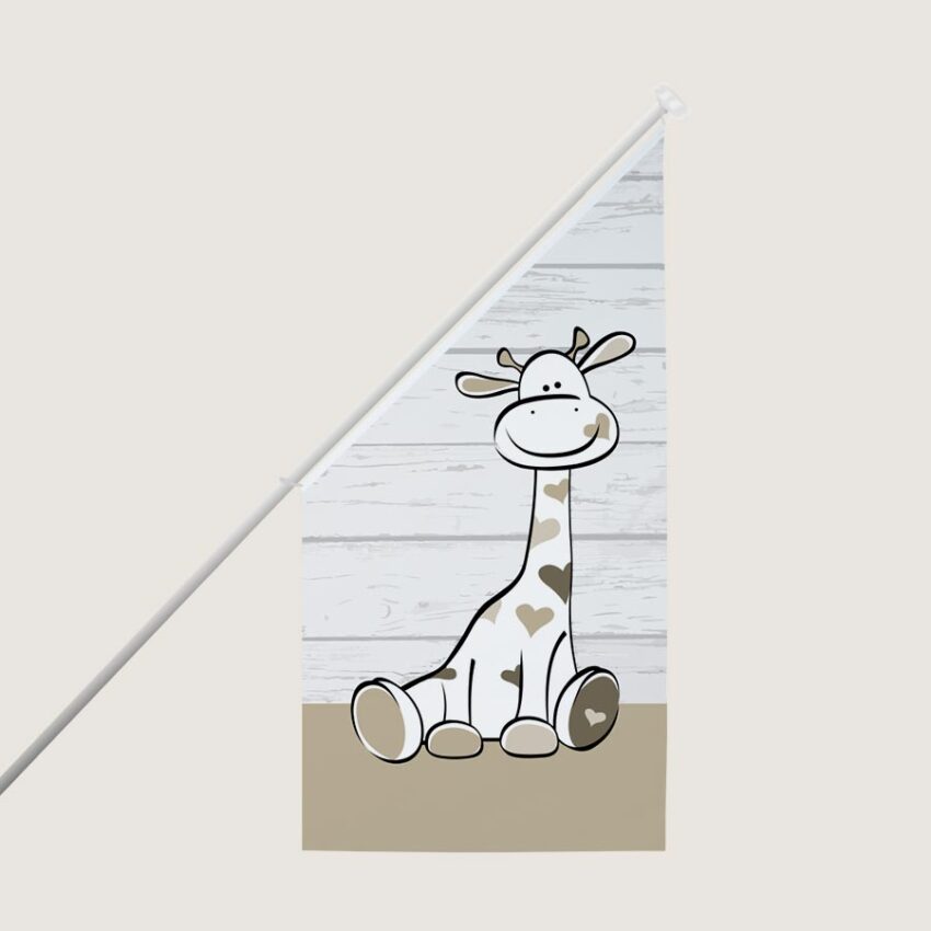 Geboortevlag kioskvlag giraffe steigerhout bruin