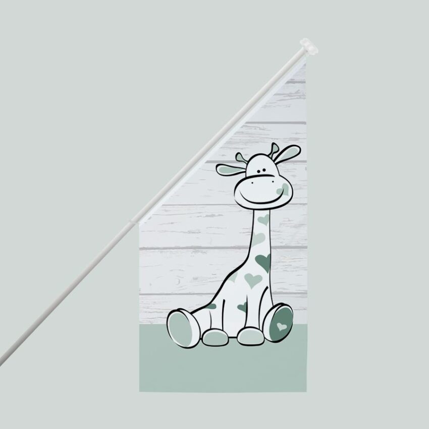 Geboortevlag kioskvlag giraffe steigerhout groen